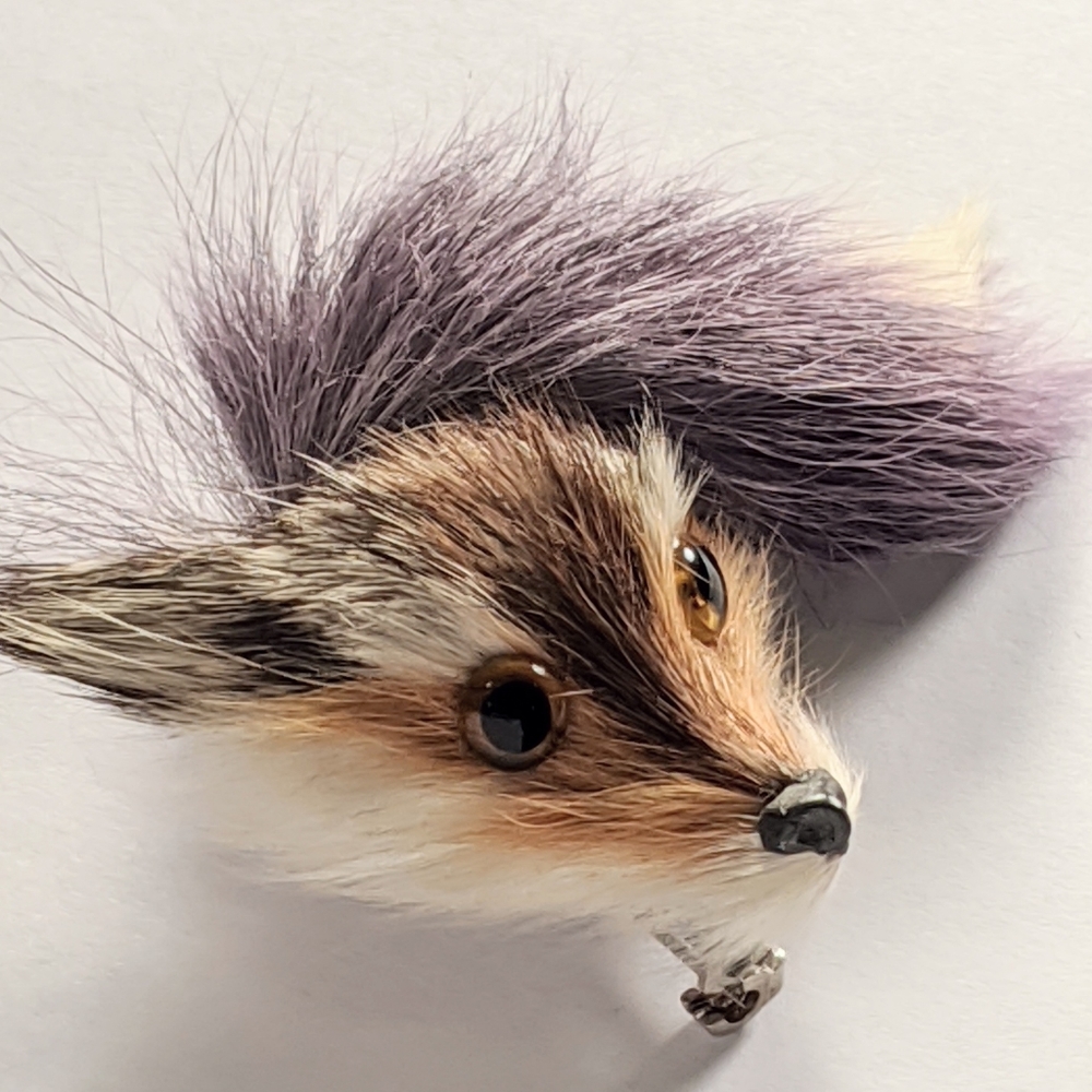 Vintage fox coyote canine faux fur furry pin